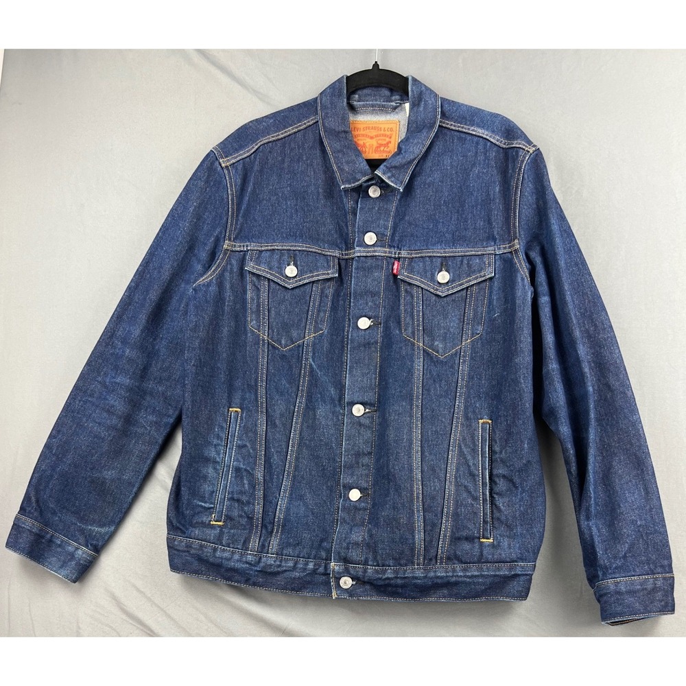 Levi's Denim Trucker Jacket Mens XL Dark Wash Blue Cotton Classic Excellent